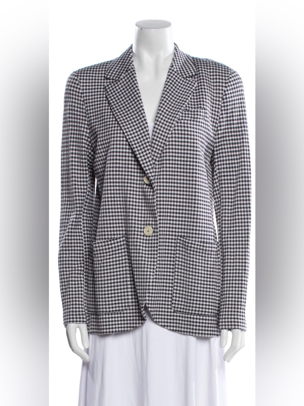 Harris Wharf London Gingham seersucker Blazer Navy Blue White  Jacket IT 40 luxe